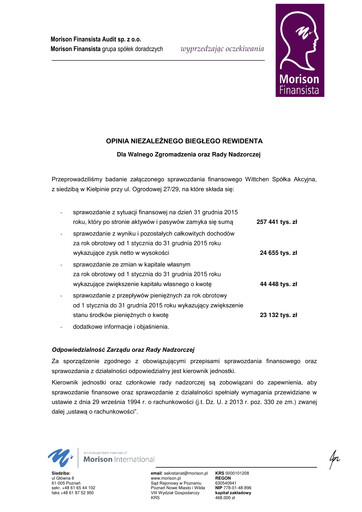 Thumbnail Wittchen Financial Statement 2015