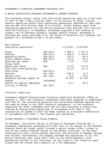 Thumbnail Lindex Group Financial Statement 2007