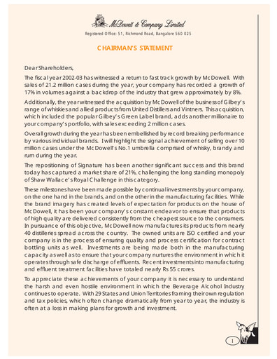 Thumbnail United Spirits
 Annual Report 2002-2003