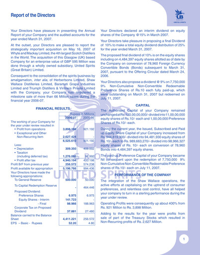 Thumbnail United Spirits
 Annual Report 2006-2007