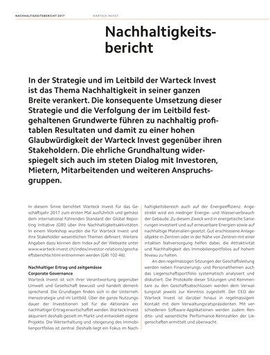 Thumbnail Warteck Invest Sustainability Report 2017