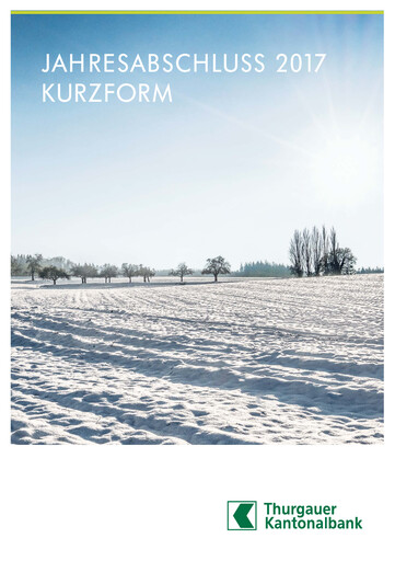 Vorschaubild Thurgauer Kantonalbank Finanzmitteilung 2017
