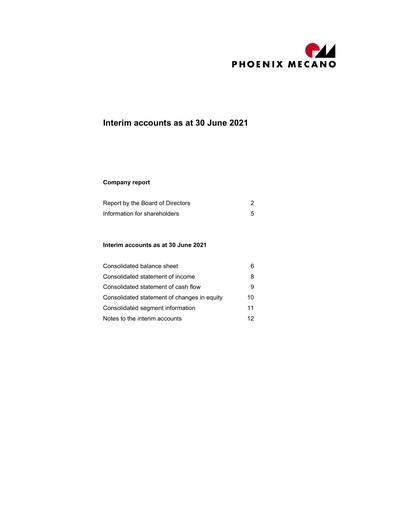 Vorschaubild Phoenix Mecano Halbjahresbericht 2021-h1
