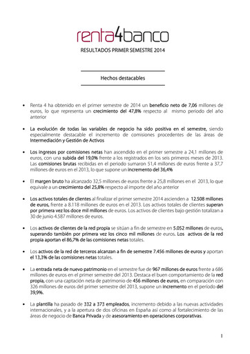Thumbnail Renta 4 Banco Half-year Report 2014-h1
