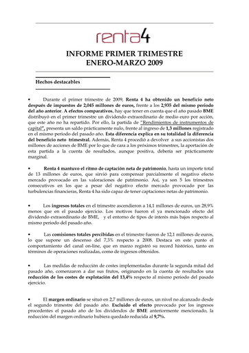 Thumbnail Renta 4 Banco Quarterly Report 2009-q1