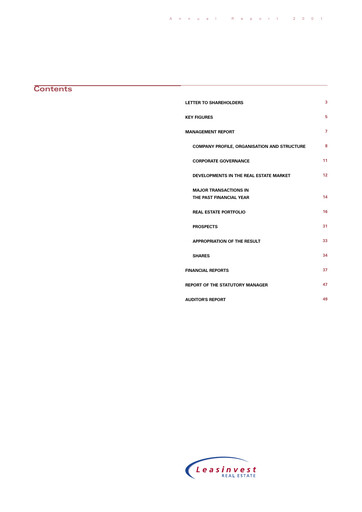 Thumbnail Nextensa Annual Report 2001