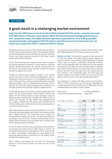 Thumbnail CPH Group AG Half-year Report 2023-h1