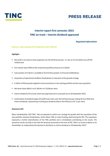 Thumbnail TINC NV Half-year Report 2015-h1