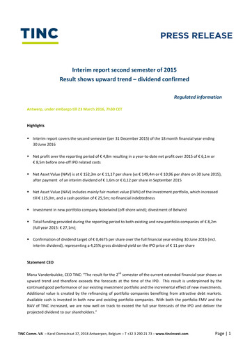 Thumbnail TINC NV Half-year Report 2015-h2