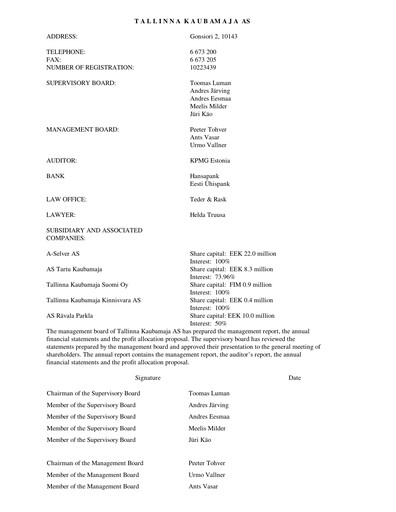 Thumbnail TKM Grupp AS Annual Report 1999