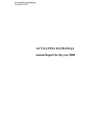 Thumbnail TKM Grupp AS Annual Report 2000