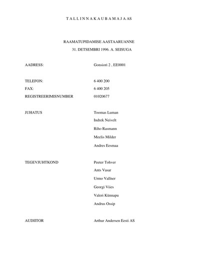 Thumbnail TKM Grupp AS Annual Report 1996