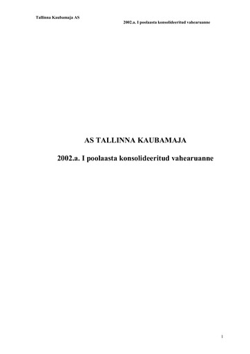 Thumbnail TKM Grupp AS Half-year Report 2002-h1