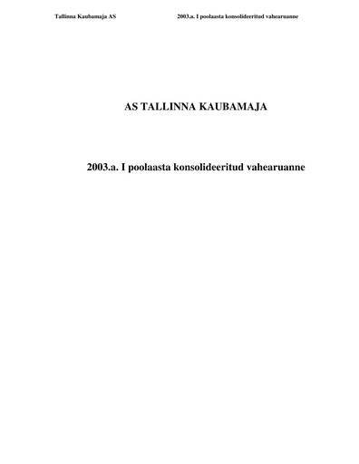 Thumbnail TKM Grupp AS Half-year Report 2003-h1