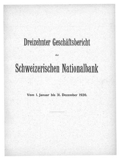 Thumbnail Schweizerische Nationalbank Annual Report 1920