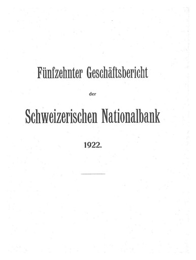 Thumbnail Schweizerische Nationalbank Annual Report 1922