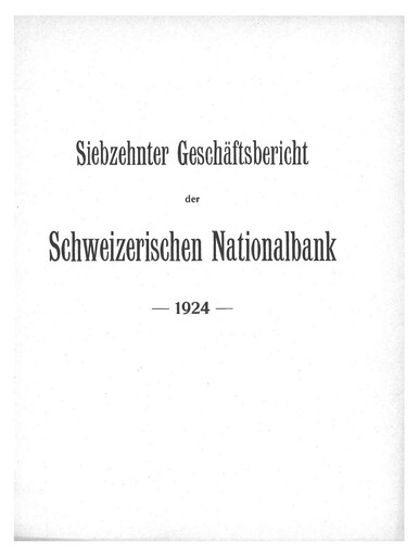 Thumbnail Schweizerische Nationalbank Annual Report 1924