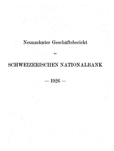 Thumbnail Schweizerische Nationalbank Annual Report 1926