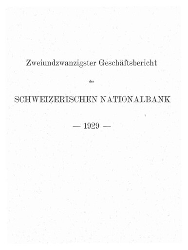 Thumbnail Schweizerische Nationalbank Annual Report 1929