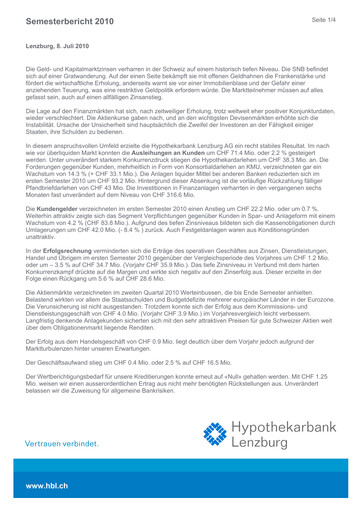 Thumbnail Hypothekarbank Lenzburg Half-year Report 2010-h1