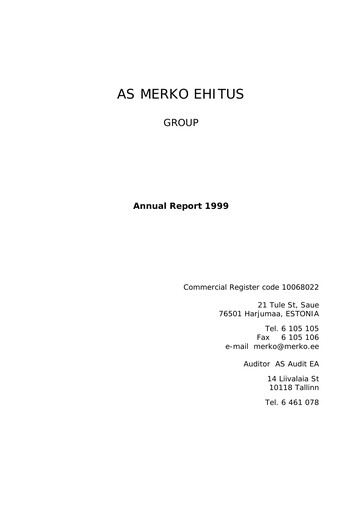 Miniature AS Merko Ehitus Rapport annuel 1999