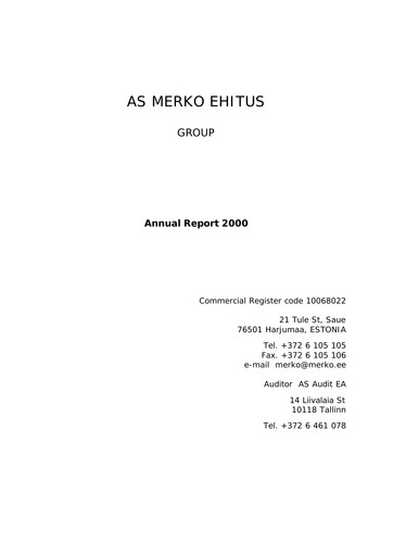 Miniature AS Merko Ehitus Rapport annuel 2000