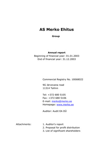 Miniature AS Merko Ehitus Rapport annuel 2003