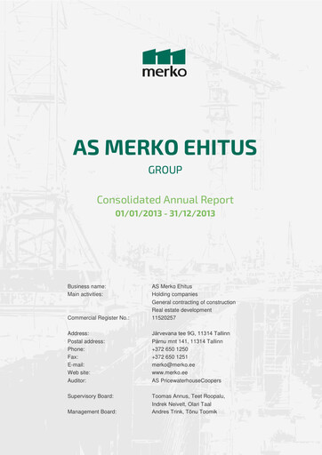 Miniature AS Merko Ehitus Rapport annuel 2013