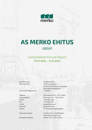 Miniature AS Merko Ehitus Rapport annuel 2014