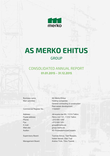 Miniature AS Merko Ehitus Rapport annuel 2015