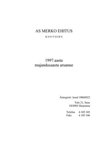 Miniature AS Merko Ehitus Rapport annuel 1997