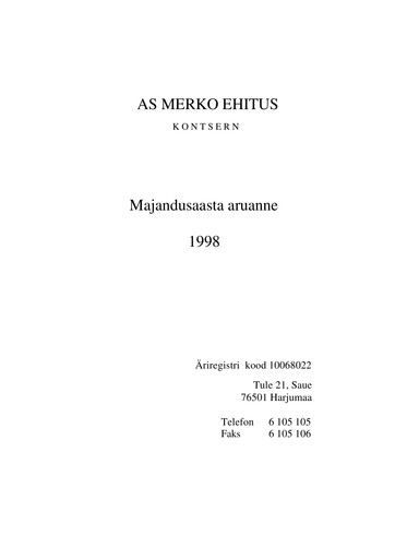 Miniature AS Merko Ehitus Rapport annuel 1998