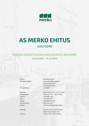 Miniature AS Merko Ehitus Rapport annuel 2013
