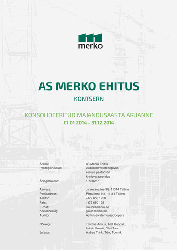 Miniature AS Merko Ehitus Rapport annuel 2014