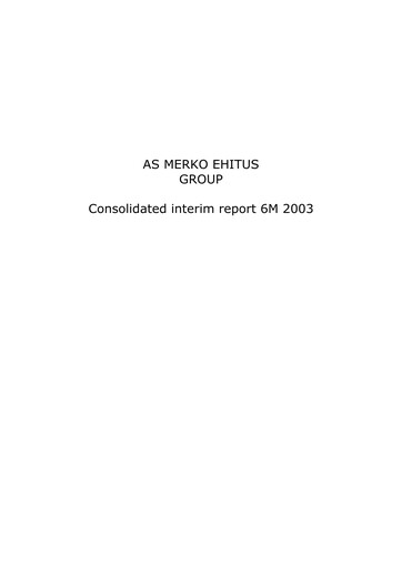 Miniature AS Merko Ehitus Rapport semestriel 2003-h1