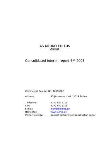 Miniature AS Merko Ehitus Rapport semestriel 2005-h1