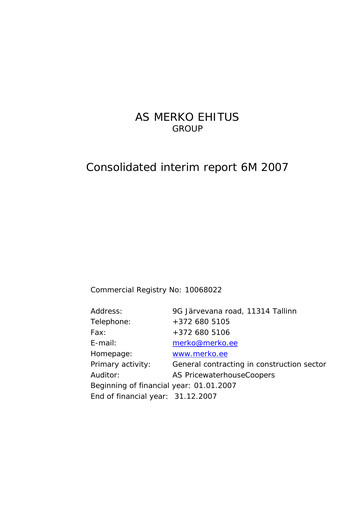 Miniature AS Merko Ehitus Rapport semestriel 2007-h1