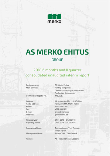 Miniature AS Merko Ehitus Rapport semestriel 2018-h1