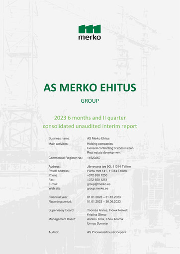 Miniature AS Merko Ehitus Rapport semestriel 2023-h1