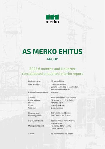Miniature AS Merko Ehitus Rapport semestriel 2025-h1