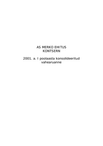 Miniature AS Merko Ehitus Rapport semestriel 2001-h1