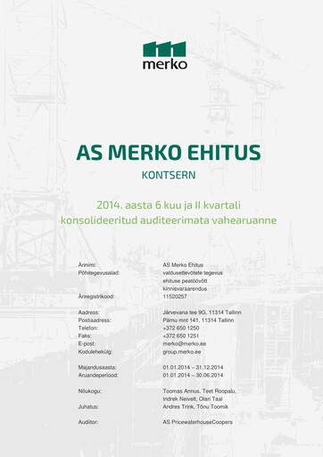 Miniature AS Merko Ehitus Rapport semestriel 2014-h1