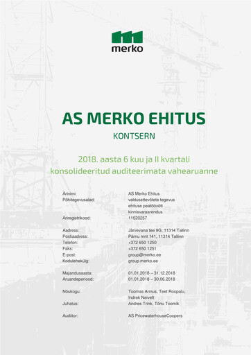 Miniature AS Merko Ehitus Rapport semestriel 2018-h1