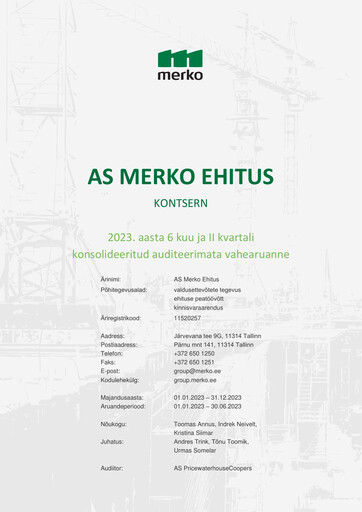 Miniature AS Merko Ehitus Rapport semestriel 2023-h1