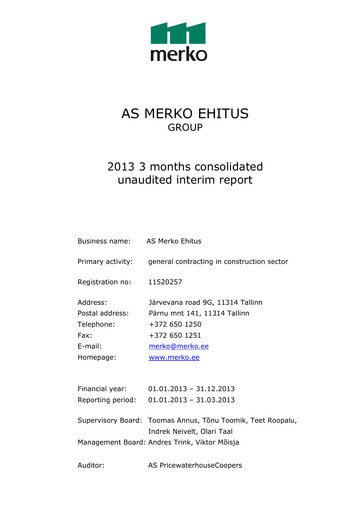 Miniature AS Merko Ehitus Rapport trimestriel 2013-q1