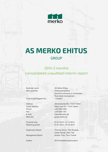 Miniature AS Merko Ehitus Rapport trimestriel 2014-q1