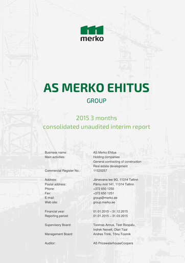 Miniature AS Merko Ehitus Rapport trimestriel 2015-q1