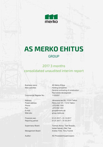 Miniature AS Merko Ehitus Rapport trimestriel 2017-q1