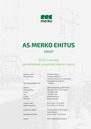Miniature AS Merko Ehitus Rapport trimestriel 2018-q1