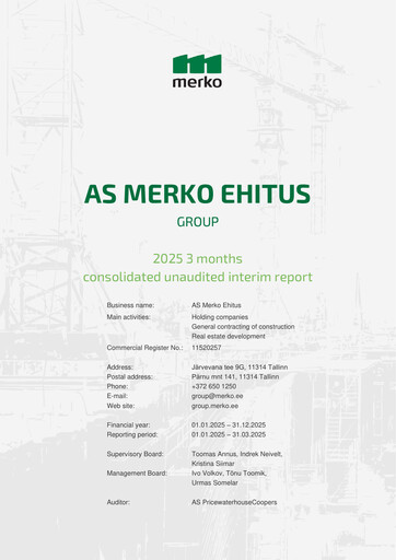 Miniature AS Merko Ehitus Rapport trimestriel 2025-q1